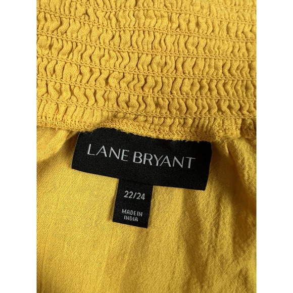 Lane Bryant Top Womens 22/24 Yellow Off Shouder Embroidered 100% Cotton - Picture 10 of 13
